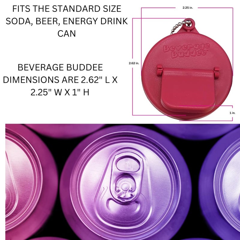 Beverage Buddee Can Cover - Can Cover For Standard Size Soda/Beer/Energy Drink Cans - Made In The USA - BPA-PCB Free - Assort Colors - (Keychain - 12 Pack) - Image 2
